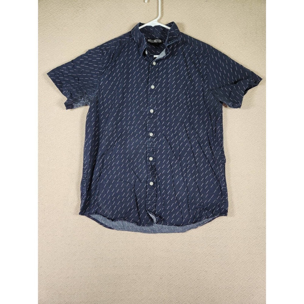 Wellington Shirt Mens Medium M Button Up Collared Stretch Cotton Blend EUC